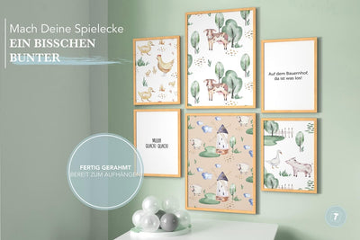 Papierschmiede® Bilder Kinderzimmer Kids Mood Poster Set Bauernhof, Gerahmte Bilder fürs Kinderzimme