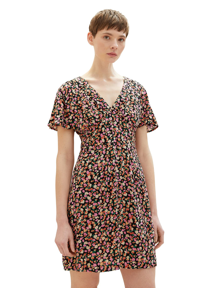 TOM TAILOR Denim Damen Sommerkleid mit Blumen XL 31952 - Black Flower Print, XL 31952 - Black Flower