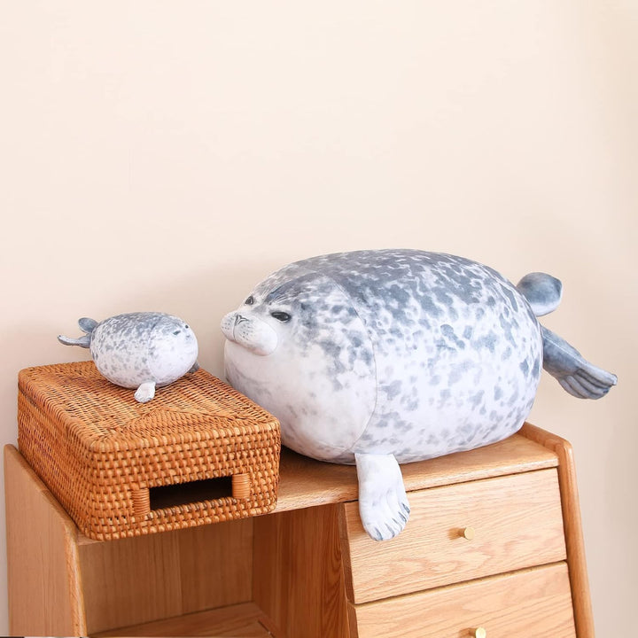 SQEQE Chubby Seal Pillow Plush with 4 Baby Seal Plushies in her Tummy, Stuffed Cotton Plush Animal T