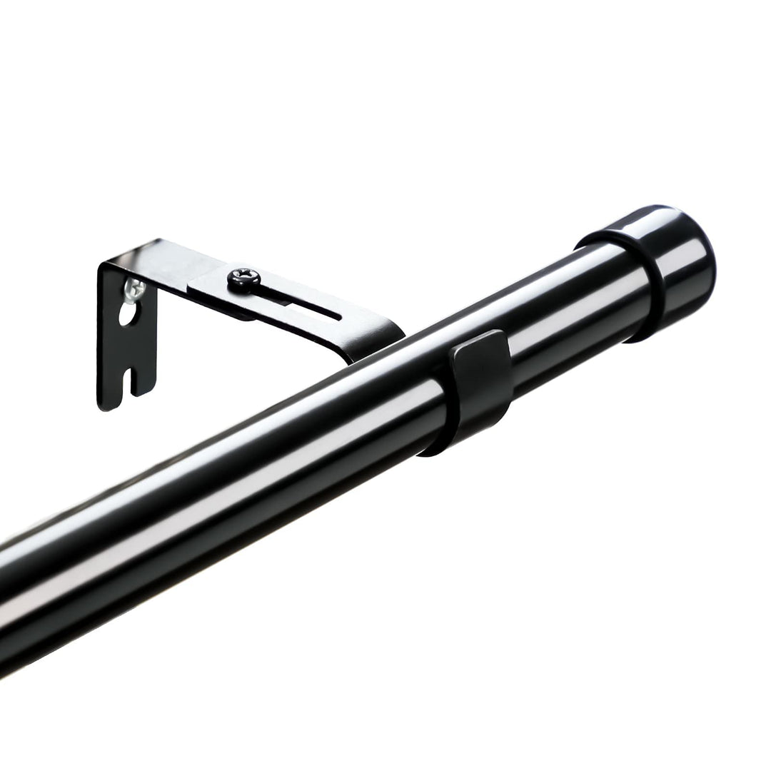HARRMS Gardinenstange Schwarz Ausziehbar, 76-238cm, Verstellbare Vorhangstange Metall, Scheibengardi