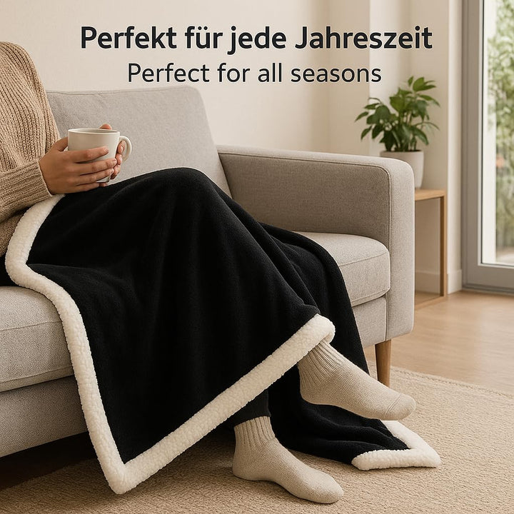 Betz Luxus Flanell Sherpa Kuscheldecke Flauschig Sofa Fleecedecke Verona - Wohndecke XXL Warm Sofade