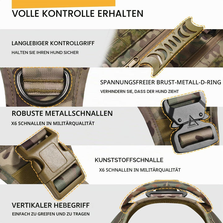Taktisches Hundegeschirr für mittelgrosse und grosse Hunde, kein Ziehen, verstellbare Hundeweste für