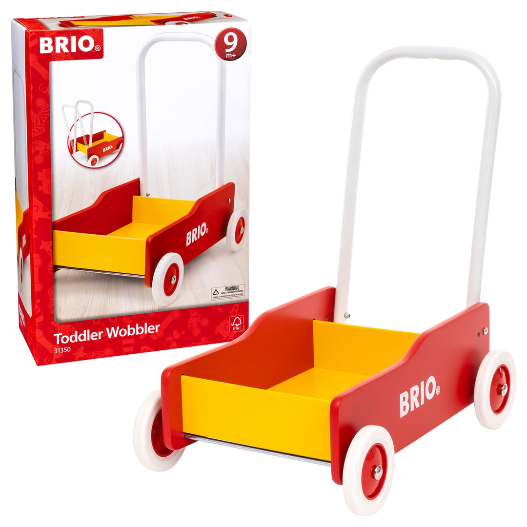 BRIO 31350 Lauflernwagen Rot-Gelb - Der schwedische Klassiker für Kinder ab 9 Monaten - Verstellbare