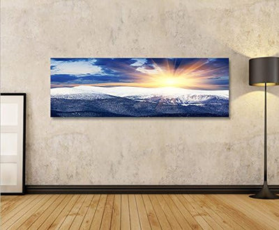 islandburner Bild Bilder auf Leinwand Berge mit Schnee Panorama XXL Poster Leinwandbild Wandbild Dek