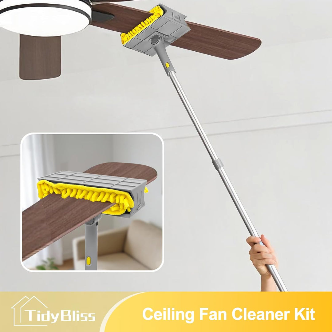 TidyBliss Staubwedel Lang Ausziehbar 196 cm, Teleskopstange Deckenventilator Flügel Reiniger, Wieder