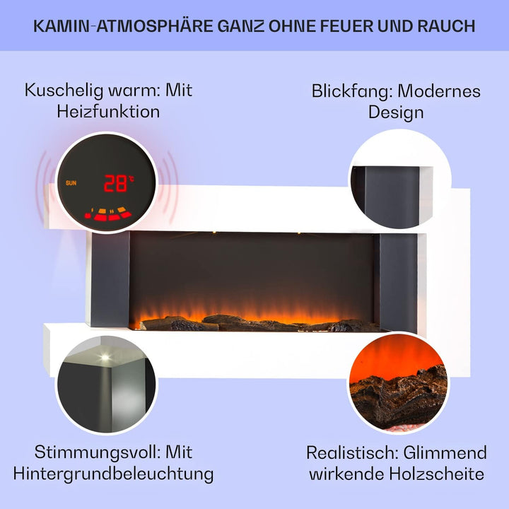 Klarstein Elektrokamin, Elektro Heizungen für Wohnzimmer & Innenräume, Elektrischer Kamin mit LED Fl