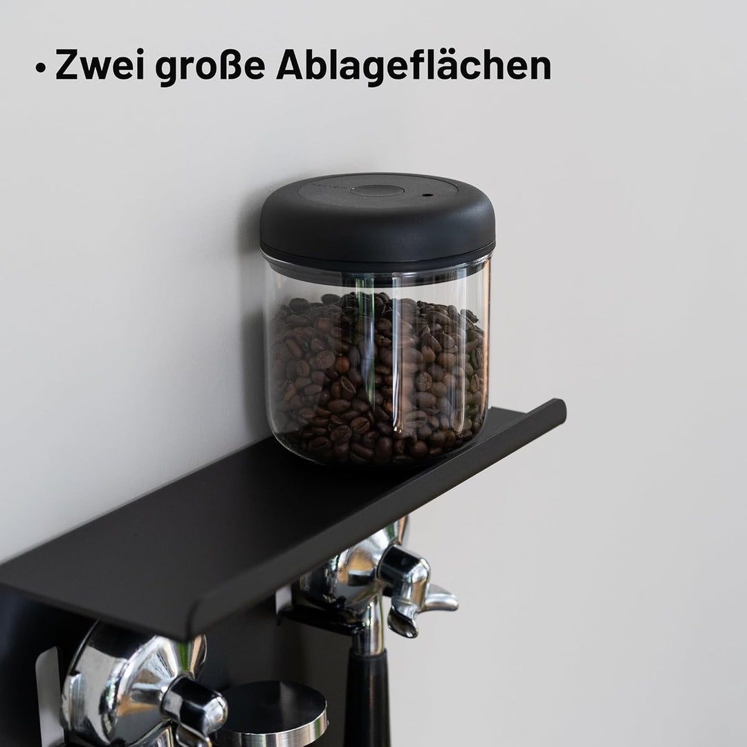 FLATE Barista Regal für Siebträger, Tamper und Barista Zubehör in schwarz (Wandhalterung für Kaffeez