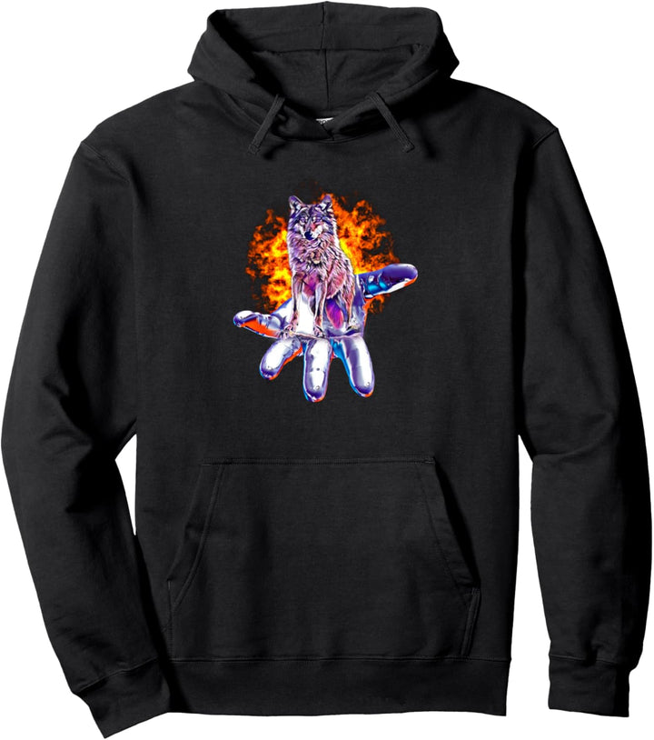 Wolf Motiv Mond Wölfe Pullover Hoodie