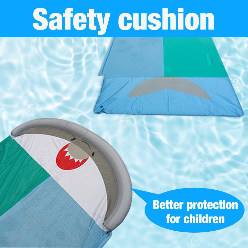 Wasserrutsche Garten, 550 * 145cm Wasserrutsche Draussen, Wasserrutschmatte mit 2 Bodyboards, Doppel