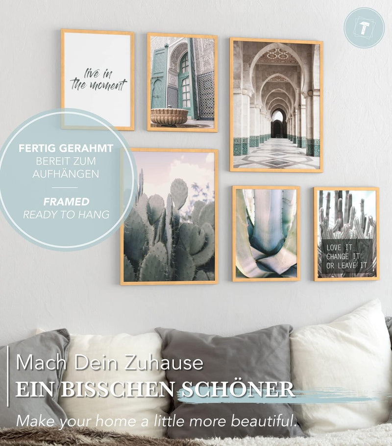 Papierschmiede® Mood Poster Set Marokko, Fertiges Bilder Set mit Rahmen (Holz, Natur), Wohnzimmer De