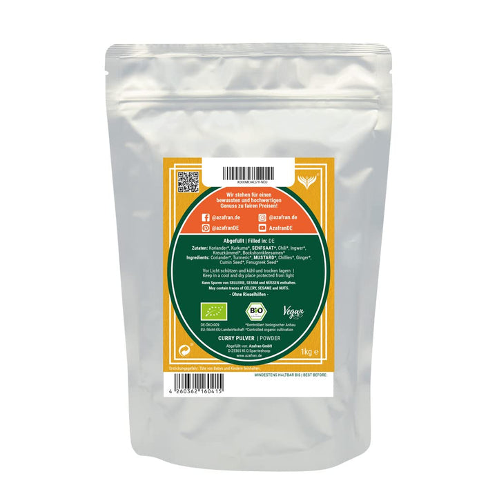 Azafran BIO Curry - Currypulver indisch (mild) Madras Richtung 1kg 1 kg (1er Pack), 1 kg (1er Pack)