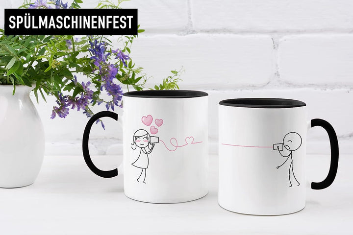 Trendation - Fernbeziehung Geschenk Tassen Set Partner Liebe Geschenk für Freundin Freund Liebesgest