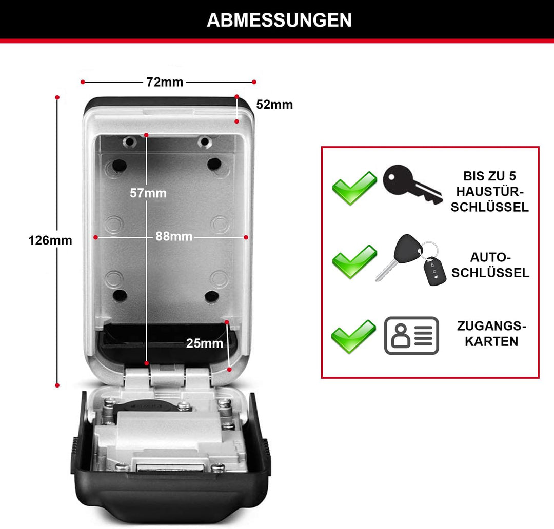 Master Lock Schlüsseltresor mit beleuchteten Zahlenrädern, Wandhalterung, Aussen, 12.6 x 7.2 x 5.2 c
