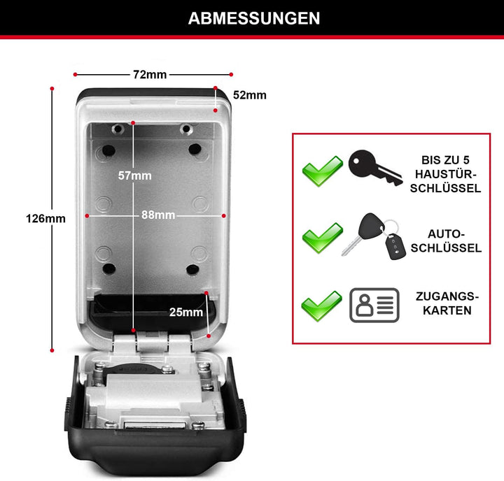 Master Lock Schlüsseltresor mit beleuchteten Zahlenrädern, Wandhalterung, Aussen, 12.6 x 7.2 x 5.2 c