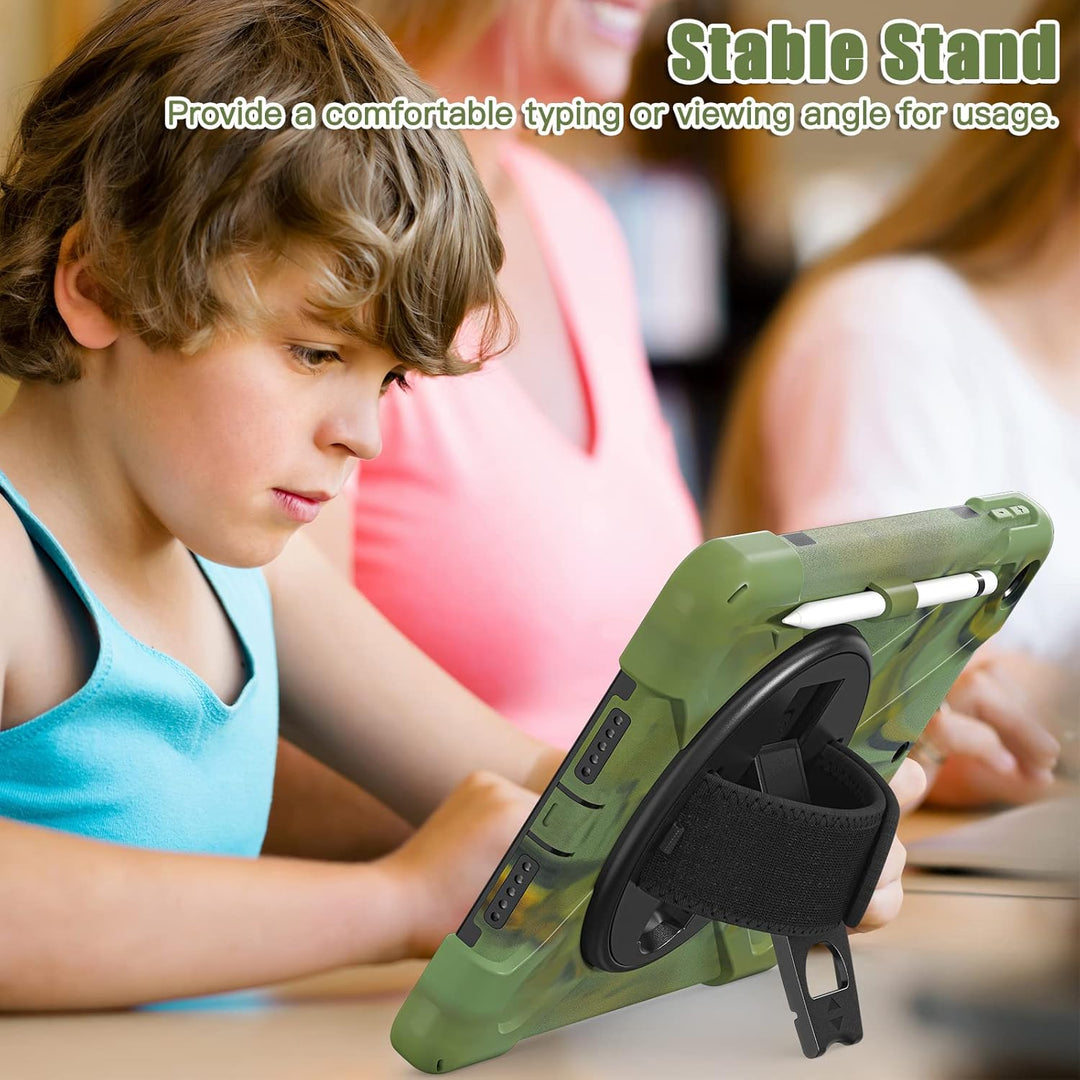 UFinetech iPad 9 Generation Hülle, iPad 10.2 Hülle, iPad Hülle 7./8, 360 Drehbarer Ständer Handschla