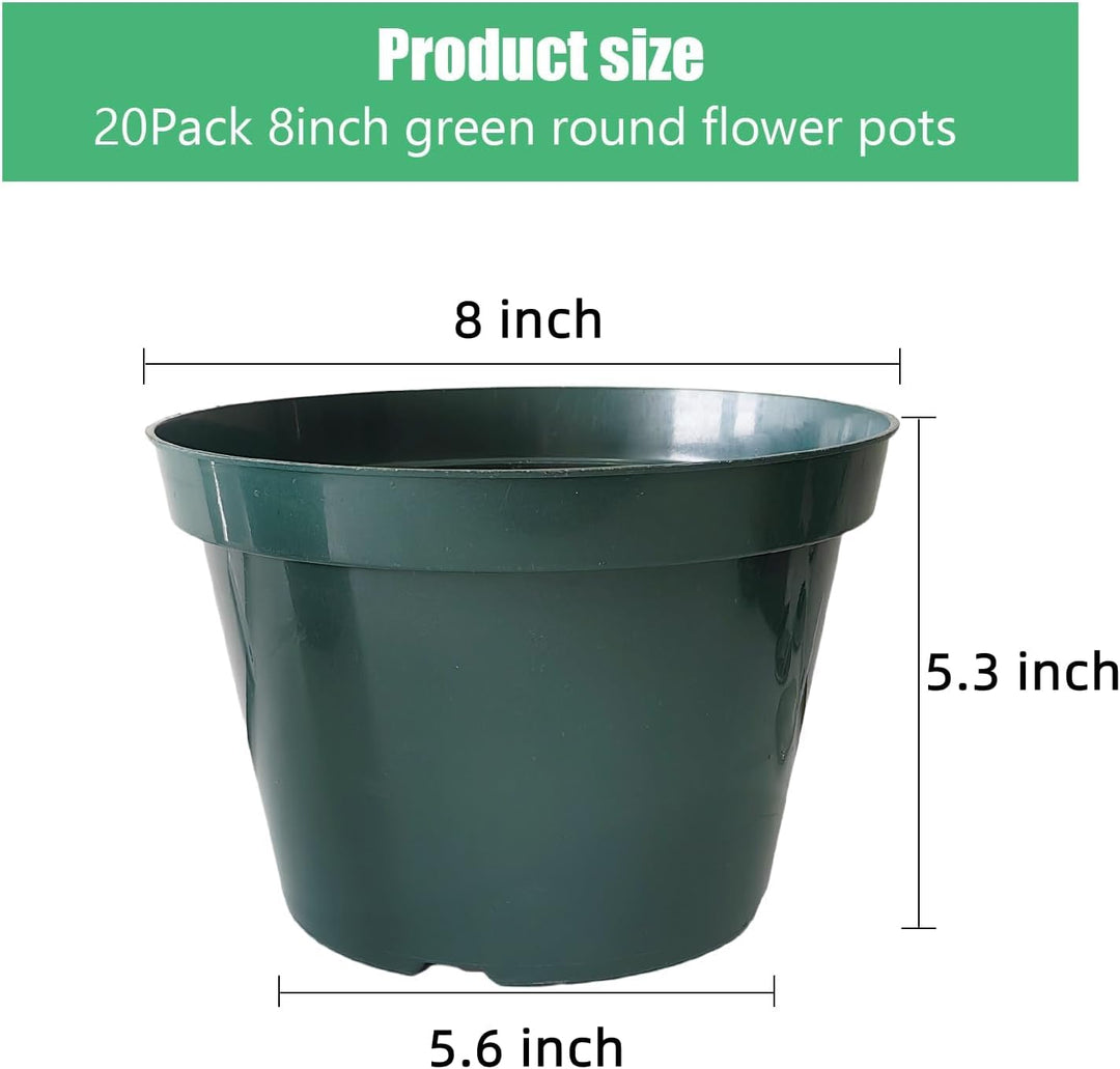 Pflanzentöpfe 20pcs 20cm Kunststoff-Pflanzentöpfe Stabiler runder Blumentopf für Anbau und Aussaat d