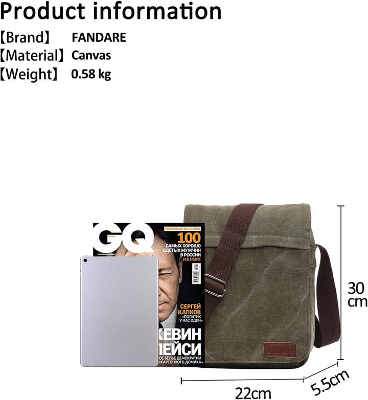FANDARE New Umhängetasche Herren Studenten Reisen Postbote Crossbody Bag Grosse Kapazität Multi-Tasc
