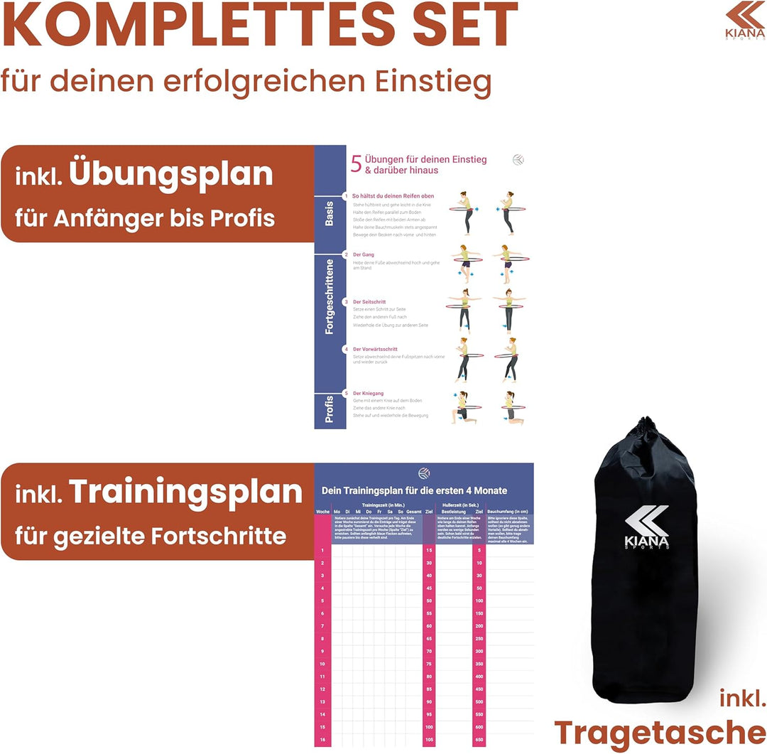Hula Hoop Reifen Erwachsene [1,2 kg] - Stabiler Hoola Hoop aus Deutscher Entwicklung - Fitnessreifen