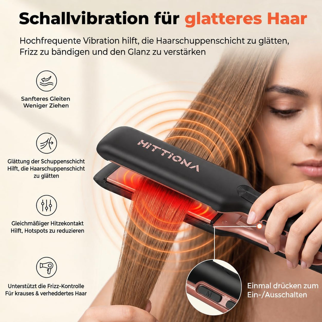 【Professionelles Keramik-Glätteisen】1.75“ Ionen-Haarglätter mit LCD-Temperaturanzeige – Individuelle