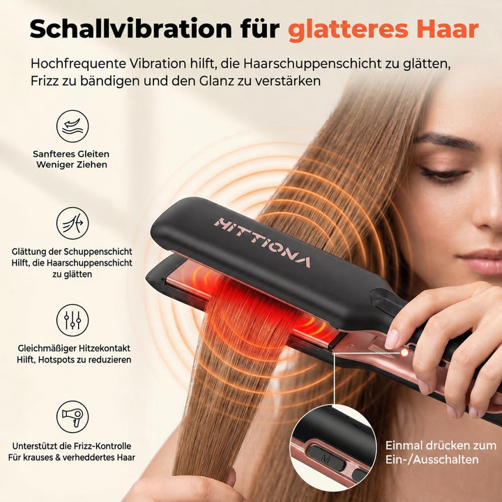 【Professionelles Keramik-Glätteisen】1.75“ Ionen-Haarglätter mit LCD-Temperaturanzeige – Individuelle