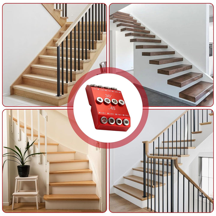 Holzdübel-Bohrschablone für Möbelbau, 3-in-1 Bohrständer zum senkrechten Bohren, Bohrlehre mit 30°/4
