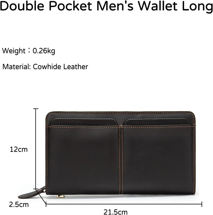 PORRASSO Leder Geldbörse Herren Clutch Tasche Kreditkartenetui Brieftasche Handytasche Portemonnaie