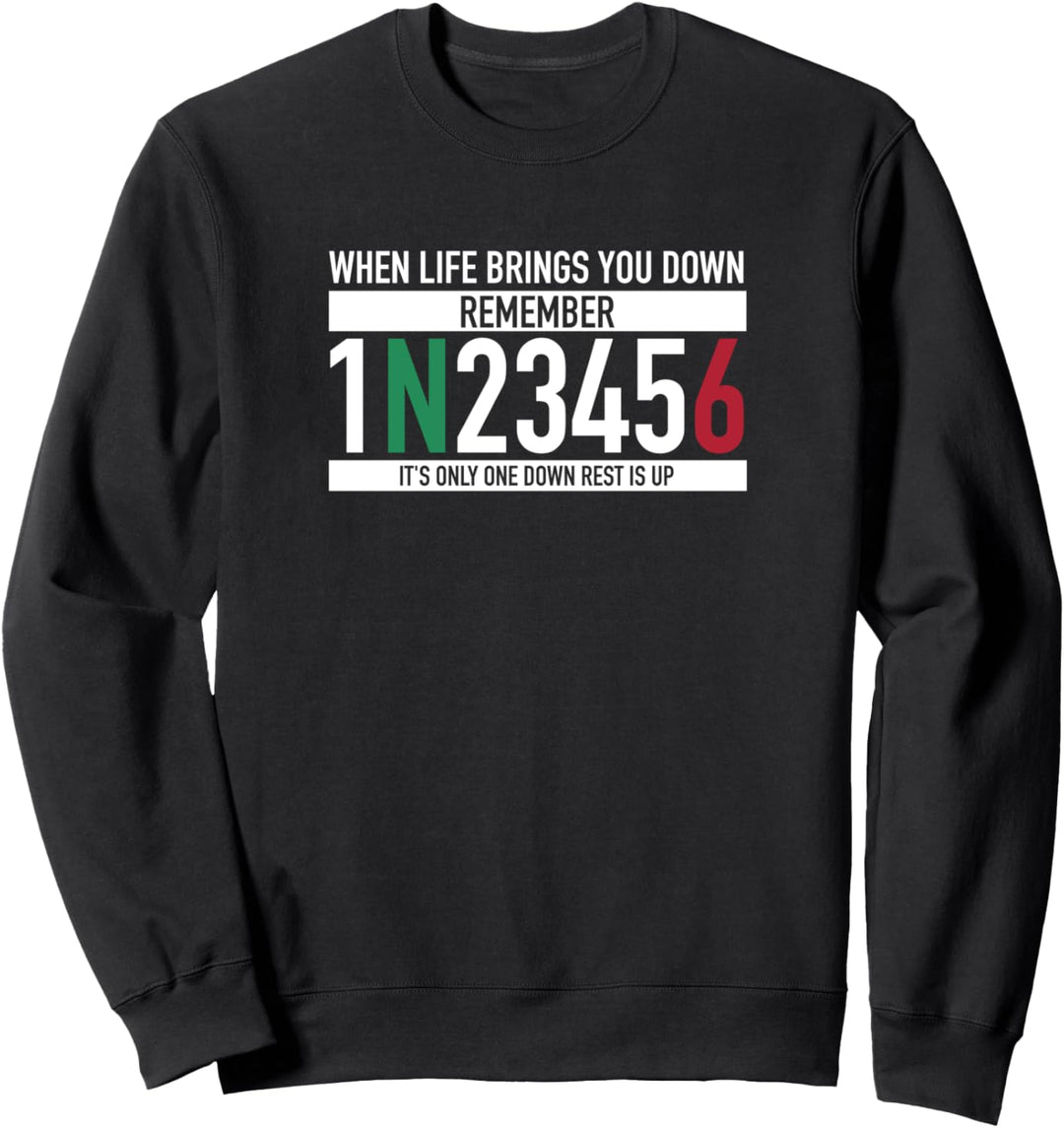 1N23456 Motorradgangschaltung Motorradfahrer Sweatshirt