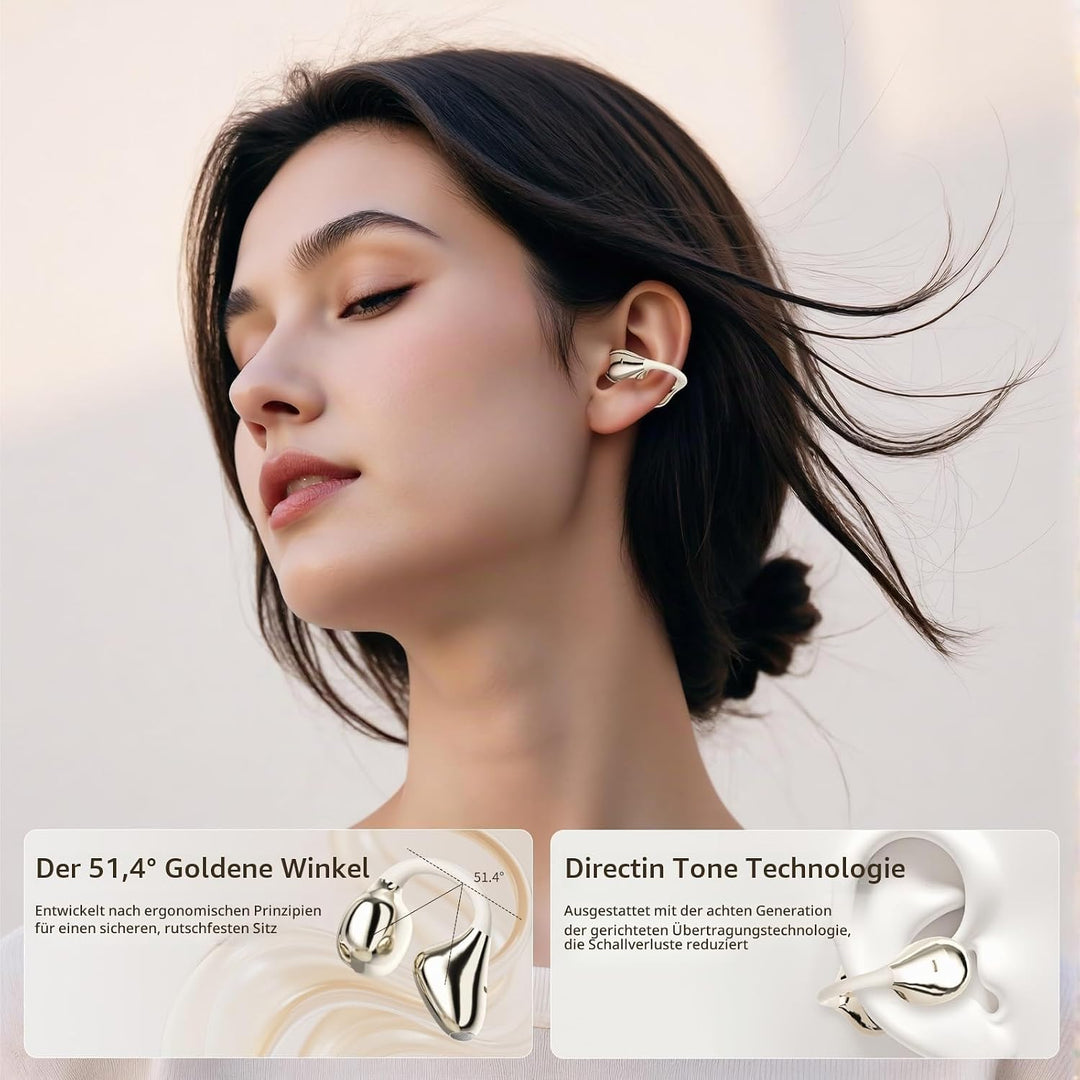 Open-Ear-Kopfhörer I5, Kabellose Bluetooth 6.0 Clip-On-Ohrhörer mit ENC, IPX5 wasserdicht, 36 Std. L