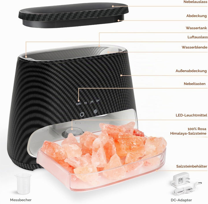 SALKING 2-in-1 Aroma Diffuser &amp; Salt Range Pakistan Leuchte, Diffusor für ätherische Öle mit Flammen