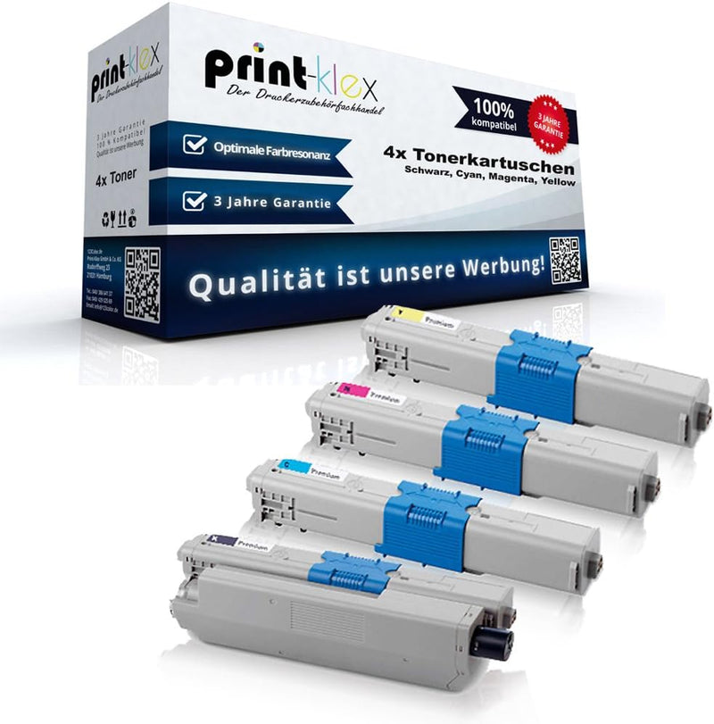 4X Print-Klex Tonerkartuschen kompatibel für Oki C332DN MC363DN MC363DNW MC363N C332 DN MC363 DN MC3