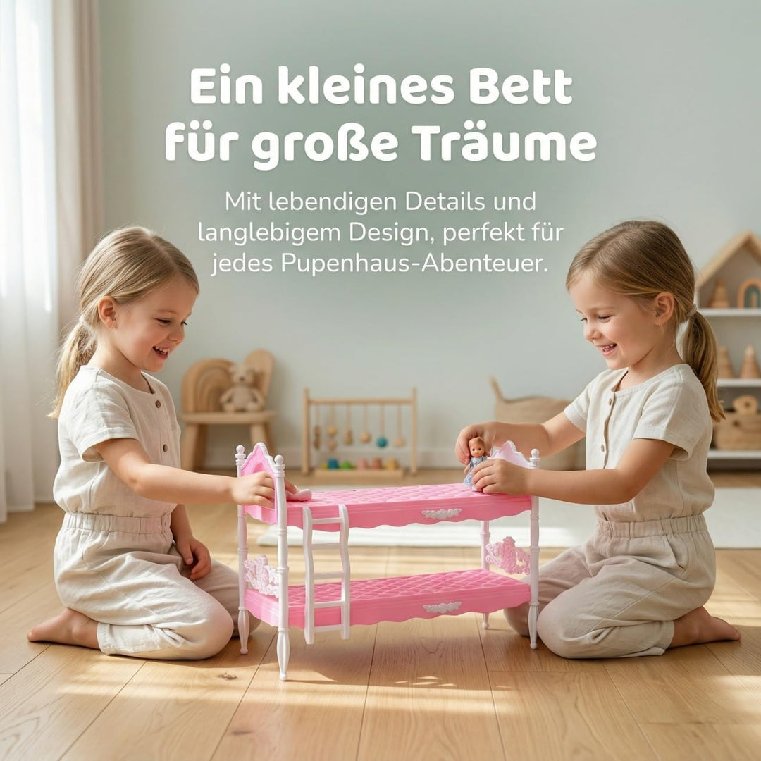ifundom Miniatur-Bett Jungen Und Mädchen Puppenhaus Spielzeug Sammler Puppen Möbel 30cm Doppelbett S