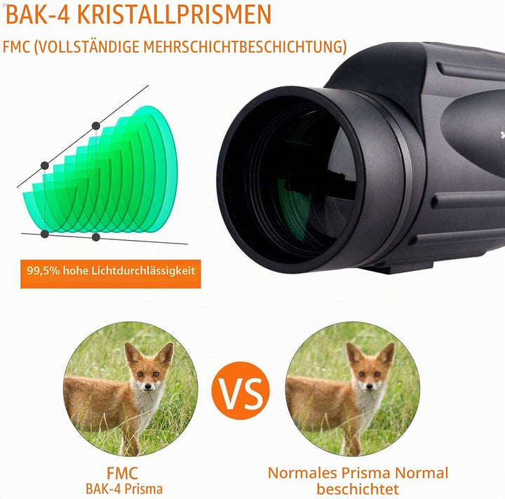 Monokular-Teleskop für Erwachsene – 13 x 50 High Power HD Optik Zoom Monokular Teleskop für Smartpho