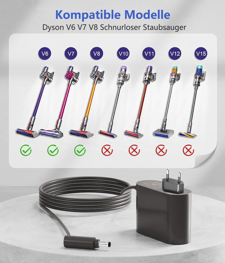 Ladekabel Dyson V8 Ladegerät 26.1V Netzteil für Dyson V8 V7 V6 DC58 DC59 DC60 DC61 DC72 SV03 SV04 SV