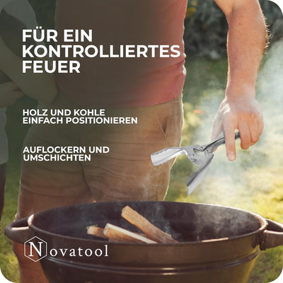 3x Brikettzange verzinkt mit Doppelgelenk Kohlezange für Briketts Kohle Kaminzange Ofenzange Kaminzu