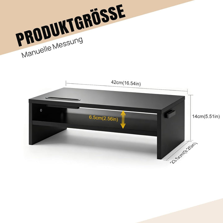 Lucn Monitorständer 2 Ebenen MDF Bildschirmunterbau mit Handyhalter, Kabelführung &amp; Tastaturauszug,