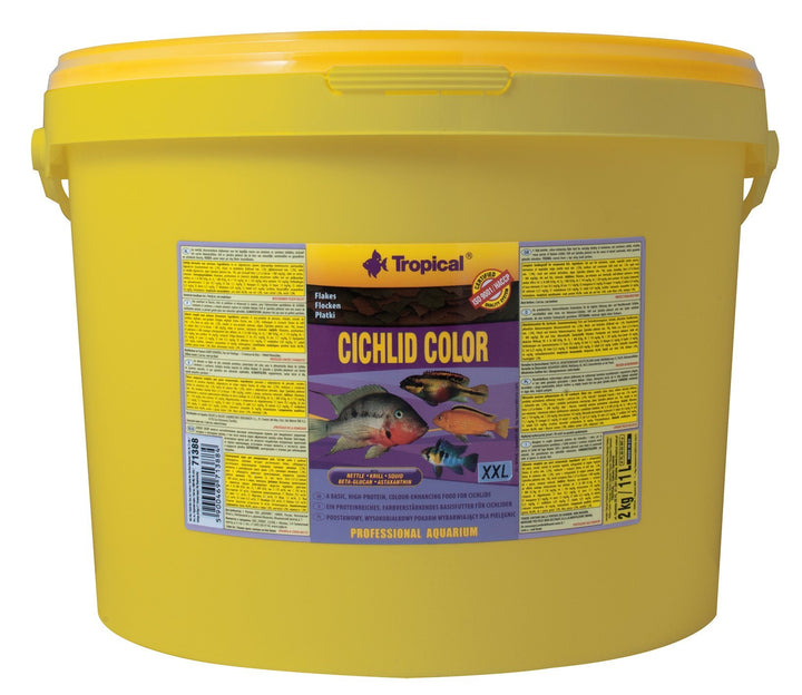 Tropical Cichlid Color Flakes - farbverstärkendes Flockenfutter mit Beta-Glucan, 1er Pack (1 x 11 l)