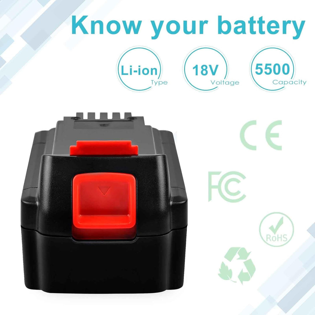 iPrize 18V 5.5Ah Li-Ion Ersatzakku für Black+Decker BL2018 BL2018-XJ BL1518 BL4018 LB20 LBX20 LBXR20