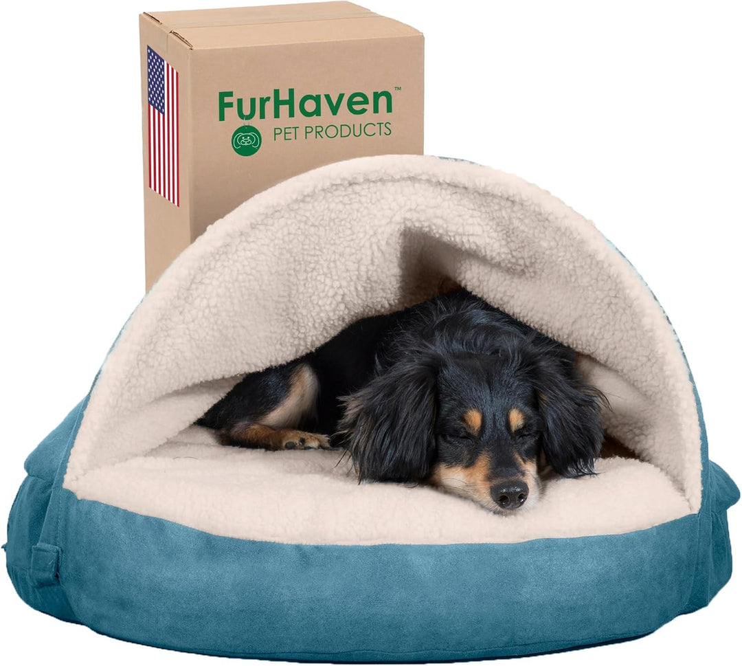 Furhaven Rundes Kühlgel-Hundebett für mittelgrosse und kleine Hunde, mit abnehmbarem, waschbarem Bez