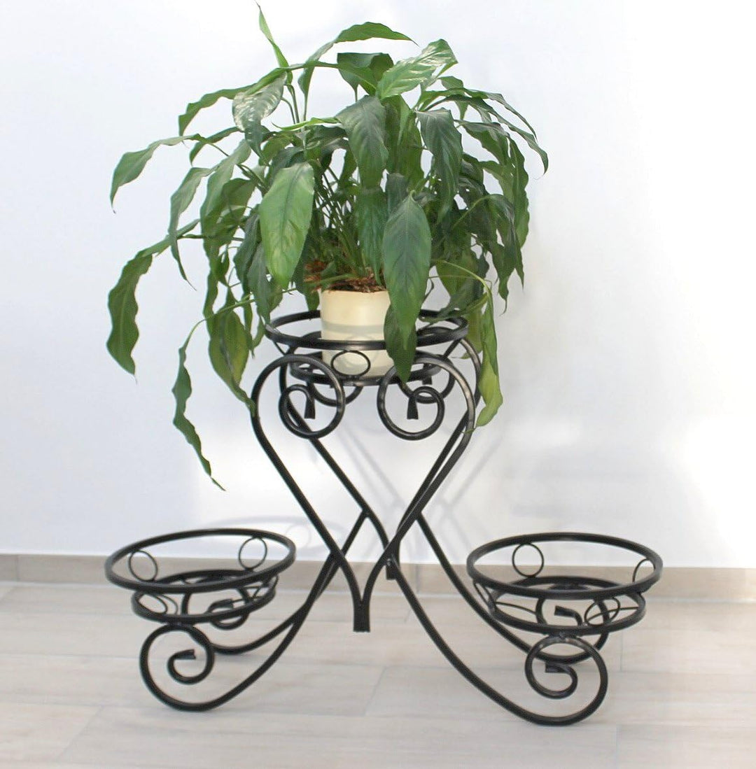 DanDiBo Blumentreppe Metall Schwarz 89 cm Blumenständer mit 3 Ablagen KW403 Blumensäule Pflanzsäule