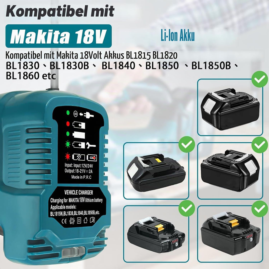 Mini Auto ladegerät für Makita 18V Akku, tragbares Schnellladegerät für das Auto, 1/4 Grösse des DC1
