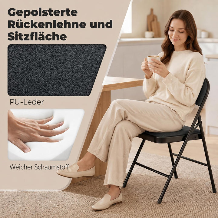 HOMCOM 4er Set Klappstuhl Campingstuhl mit Gepolsteter Rückenlehne, Klappbar Bürostuhl mit Stahlrahm
