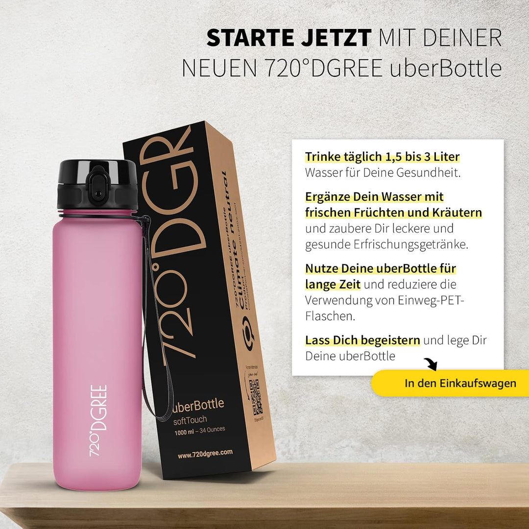 720°DGREE Trinkflasche “uberBottle“ +Sieb - 350ml, 500ml, 650ml, 1000ml, 1,5l, 2l - BPA-Frei - Wasse