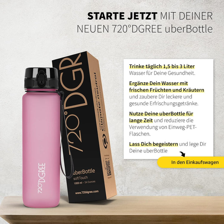 720°DGREE Trinkflasche “uberBottle“ +Sieb - 350ml, 500ml, 650ml, 1000ml, 1,5l, 2l - BPA-Frei - Wasse