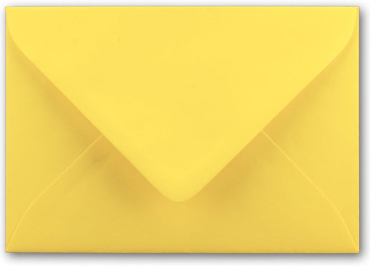 250x kleine Umschläge in Zitronengelb DIN C7 8,1 x 11,4 cm mit Spitzklappe und Nassklebung in 120 g/