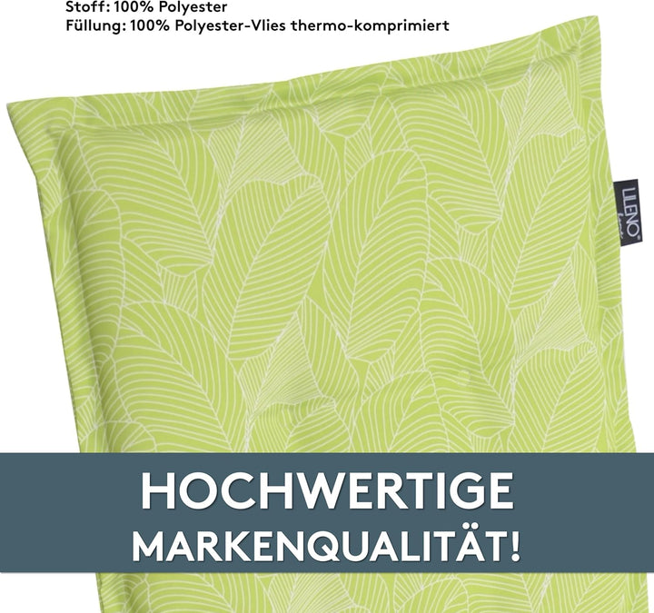 LILENO HOME Gartenstuhl Auflagen als [2er Set - Hochlehner] in Blätter Grün - Bequeme Liegen als Sit