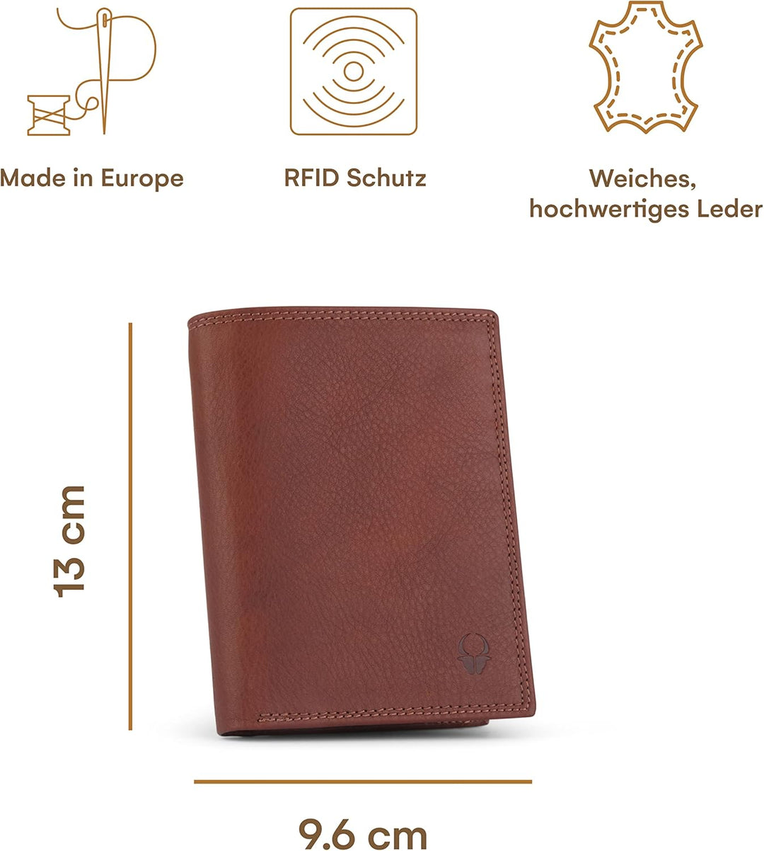 DONBOLSO Geldbörse Wien I Grosses Portemonnaie aus Leder für Herren I Geldbeutel und RFID Schutz- Ne