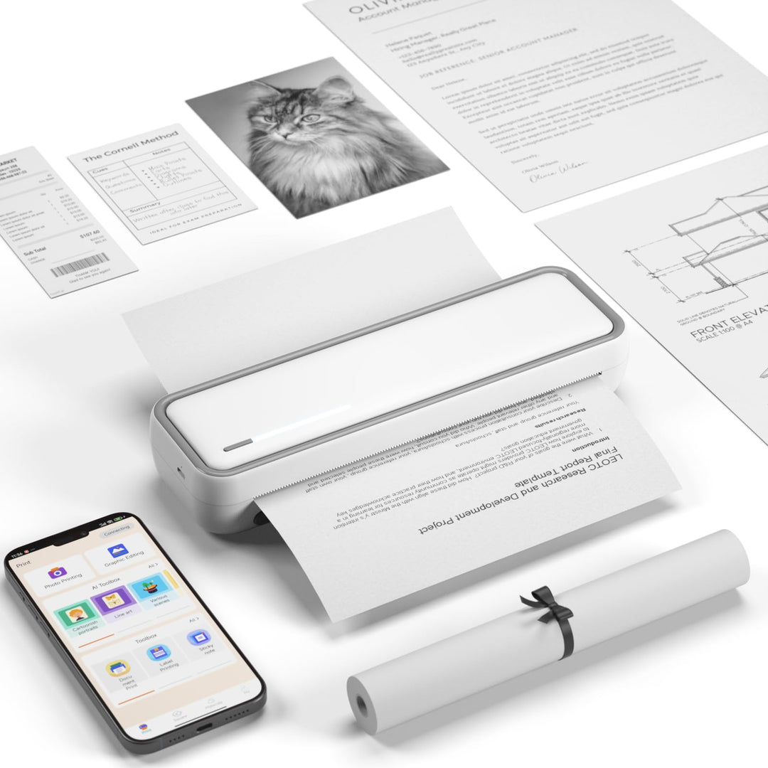 Bisofice X9 Mobiler Drucker Thermodrucker A4, Tragbarer Drucker für Handy, Laptop Drucker A4, für de