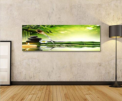 islandburner Bild Bilder auf Leinwand Wasser Zen V3 Panorama XXL Poster Leinwandbild Wandbild Dekoar