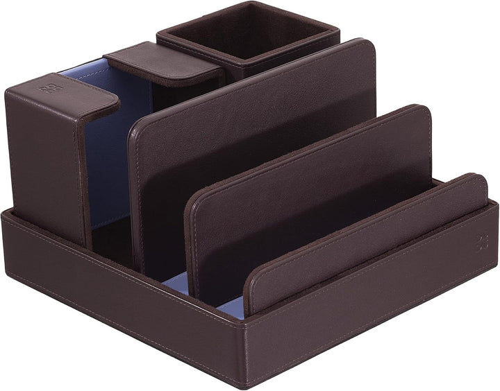DUDU Schreibtisch-Set aus Leder für das Büro 4-teilig mit Taschenleerer Stifthalter Briefhalter Zett