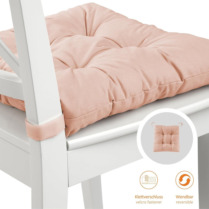 sleepling 2er Set Stuhlkissen 40 (vorne), 35 (hinten) x 38 x 7 cm, Sitzkissen für Stuhl &amp; Bank mit K